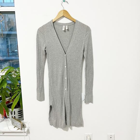 Anthropologie Meadow Rue Cali Ribbed Gray Duster Cardigan Sweater Size XS - Picture 1 of 5